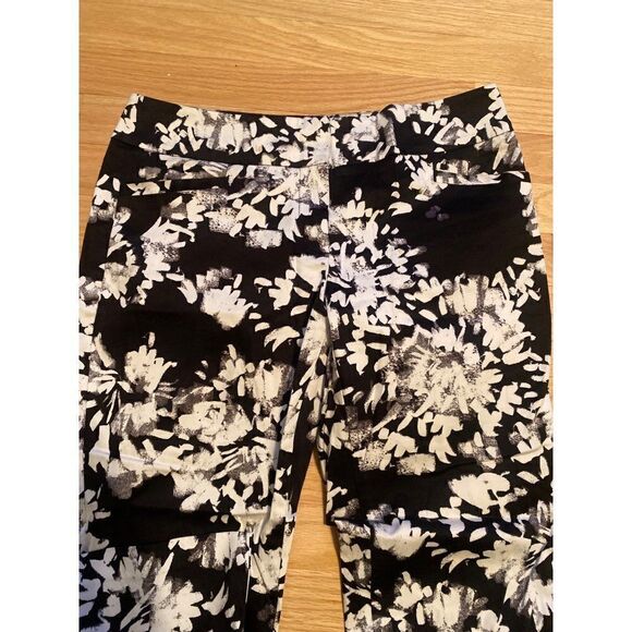 7th Avenue womens black/white floral cropped elastic waist pull on dress pants 4 - Picture 3 of 10